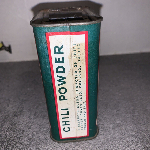 Vintage Durkees Chili Powder 4 1/4 oz Spice Tin Great Graphics Kitchen Decor - Picture 5 of 6